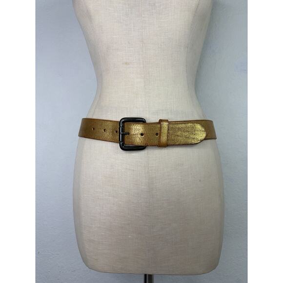 Express Women’s Gold Distressed Leather Belt Size S, western, boho-chic, casual main image 5